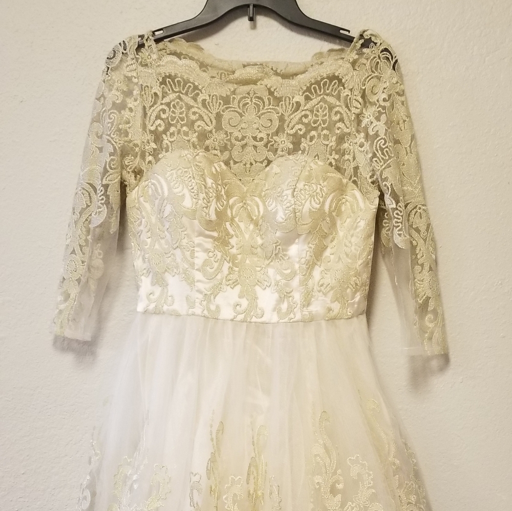 Ivory and Gold Wedding Dress